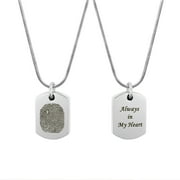 ANAVIA Personalized Actual Human Fingerprint Dog Tag Cremation Necklace Stainless Steel Pendant Urn Ashes Holder with Free Funnel Kit and Velvet Jewelry Box and Ships Next Day!