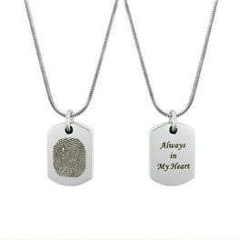 Personalized Actual Thumb Print Loved One Rectangle Dog Tag Stainless Steel Keepsake Pendant Engravable Necklace with Gift Box Gold Walmart