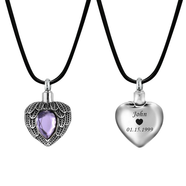 Anavia Personalized Angel Birthstone Cremation Urn Necklace for Ashes Pendant Memorial Keepsake Cremation Jewelry with Free Funnel Kit Ship Next Day