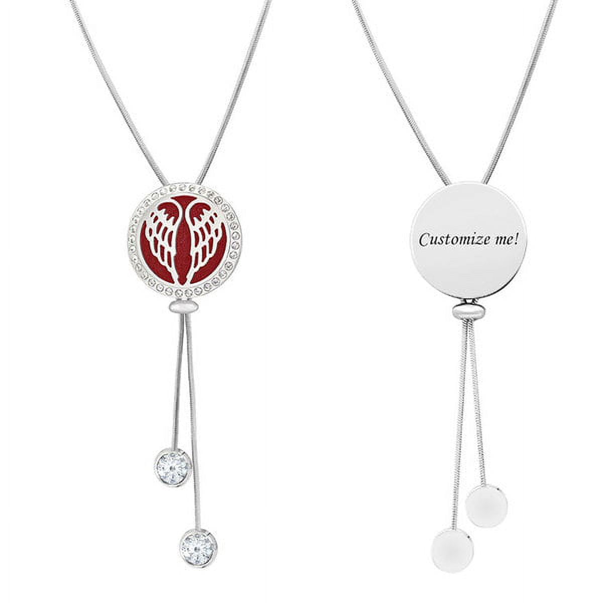 Anavia Personalized Angel Wing Aromatherapy Necklace Gift for Her Engraving Travel PortableEssential Oil Stainless Steel Adjustable Slider Necklace Diffuser Jewelry Free 12 Pads Gift Box Ship Next Day