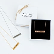 ANAVIA Personalized Bar Necklace, Coordinates Bar Necklace, Engrave Stainless Steel Name Necklace, Birthday Gift for Her, Christmas Gift for Girl Friend with Gift Box