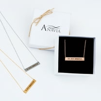 Anavia Personalized Bar Necklace, Coordinates Bar Necklace, Engrave Stainless Steel Name Necklace, Birthday Gift for Her, Christmas Gift for Girl Friend with Gift Box