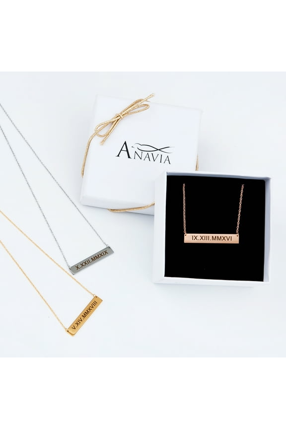 Personalized Bar Necklace, Coordinates Bar Necklace, Engrave Stainless Steel Name Necklace, Birthday Gift for Her, Christmas Gift for Girl Friend with Gift Box