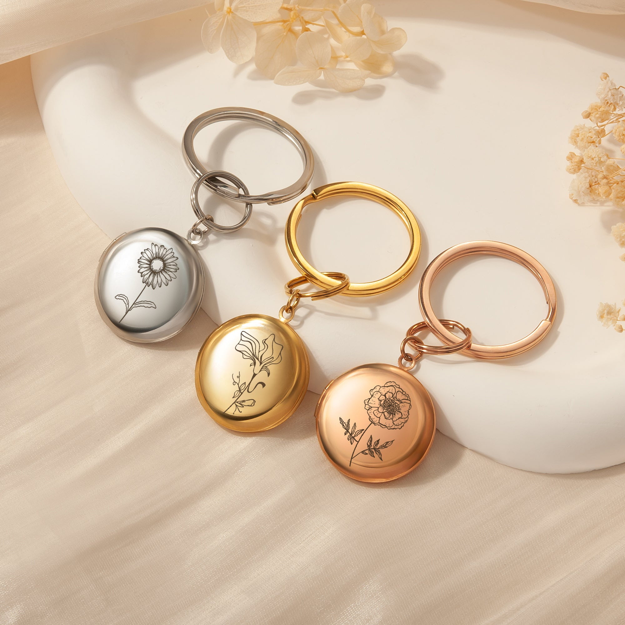 Anavia Personalized Birth Flower Keychain Birthday Gift for Girls Her Daughter Mom Friend Sister Wedding Anniversary Christmas