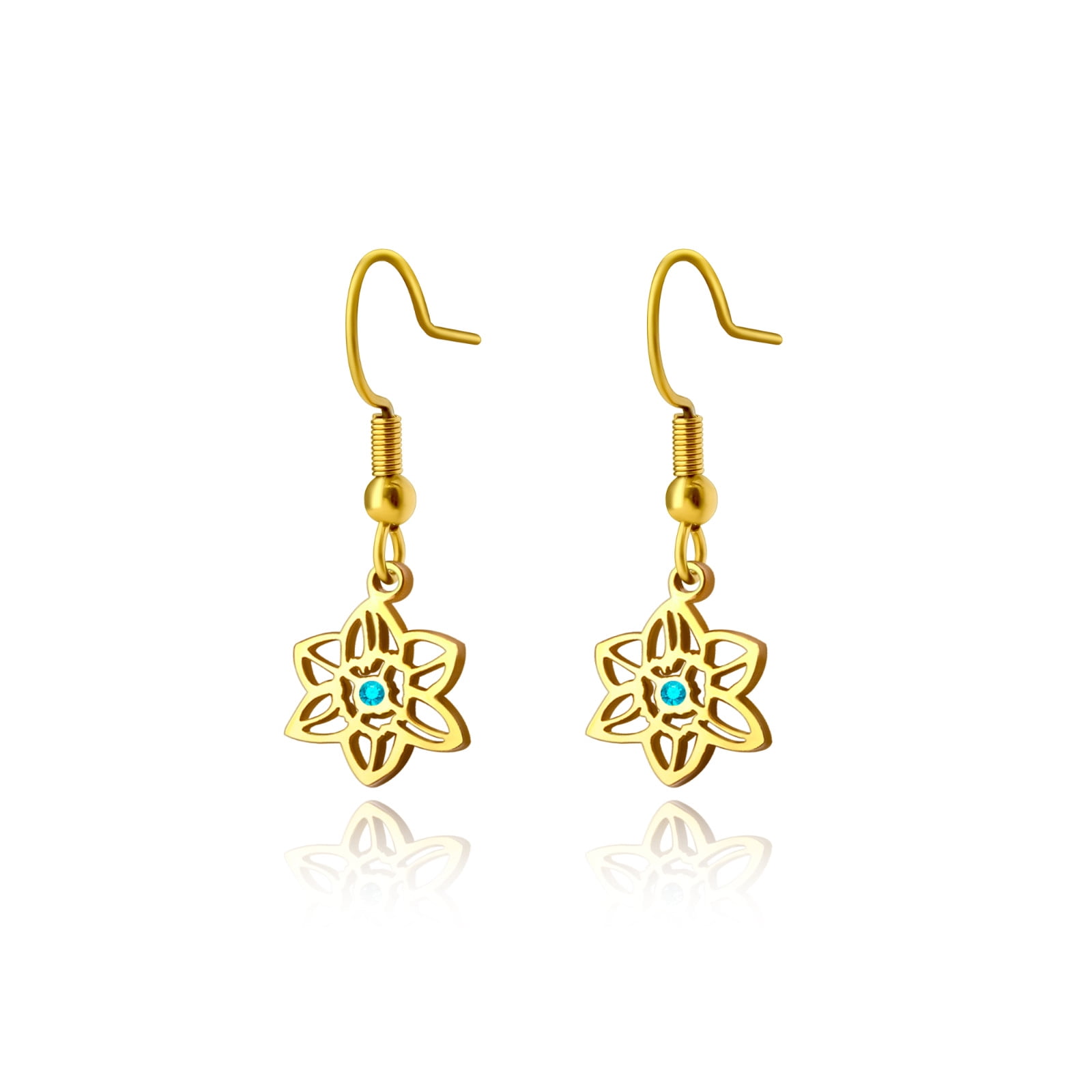 Anavia Personalized Birth Month Flower Dangling Earrings, Floral Earring Jewelry Birthday/Christmas Gifts