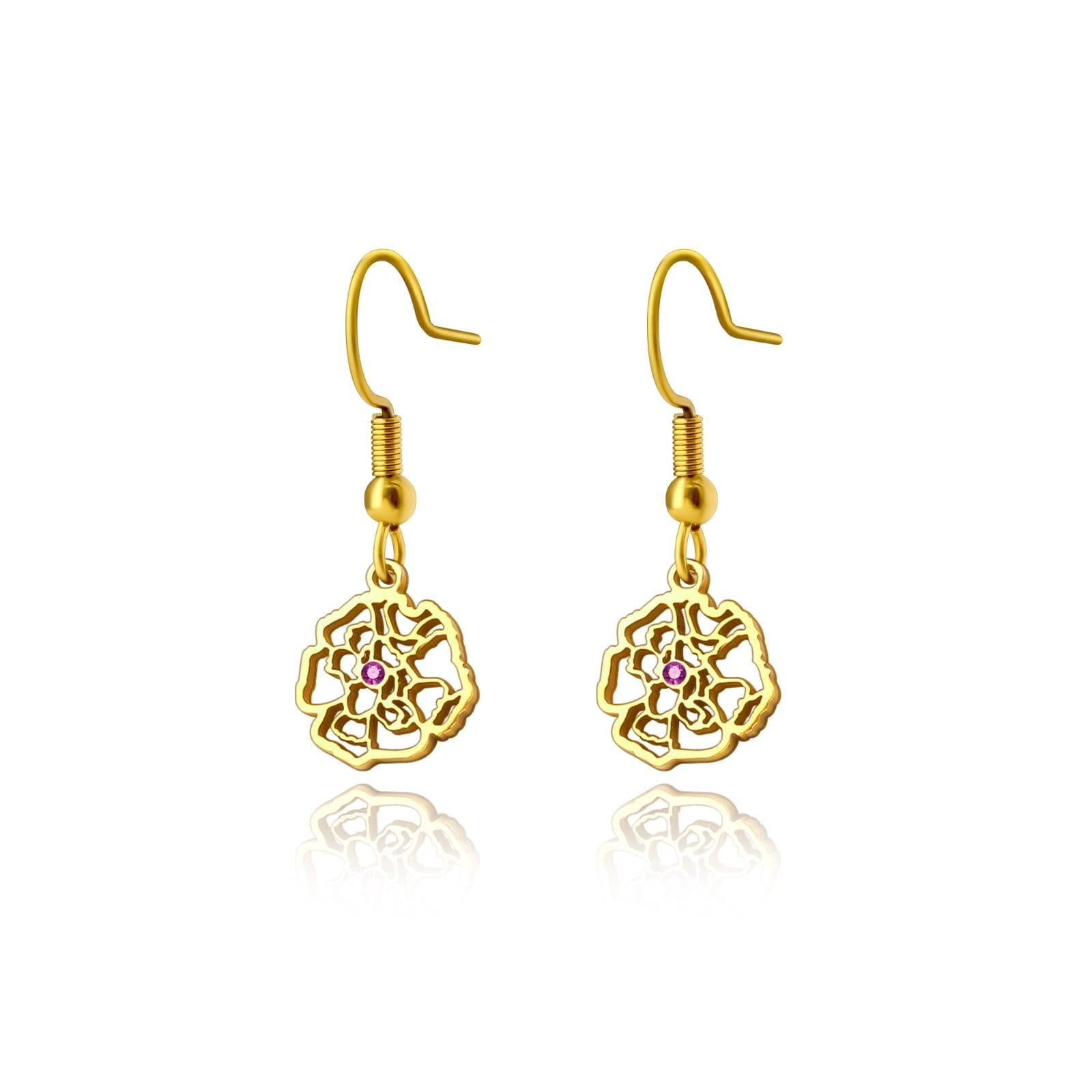 Anavia Personalized Birth Month Flower Dangling Earrings, Floral Earring Jewelry Birthday/Christmas Gifts