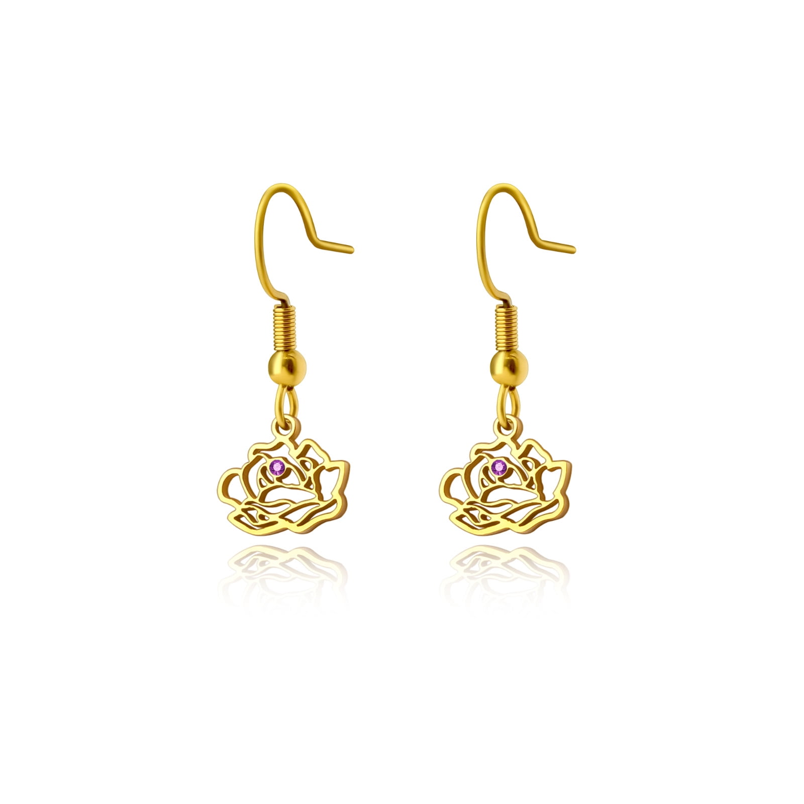 Anavia Personalized Birth Month Flower Dangling Earrings, Floral Earring Jewelry Birthday/Christmas Gifts