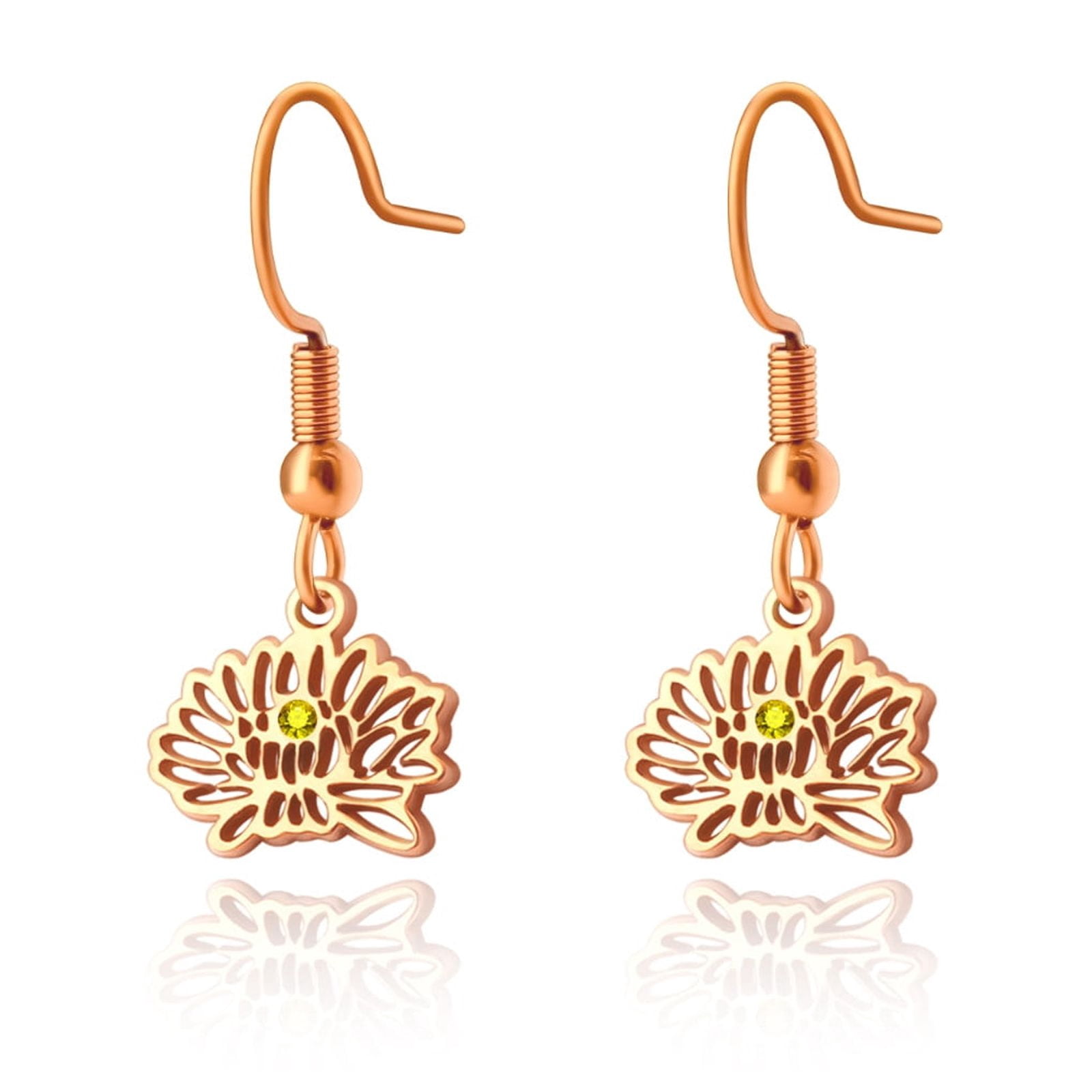 Anavia Personalized Birth Month Flower Dangling Earrings, Floral Earring Jewelry Birthday/Christmas Gifts