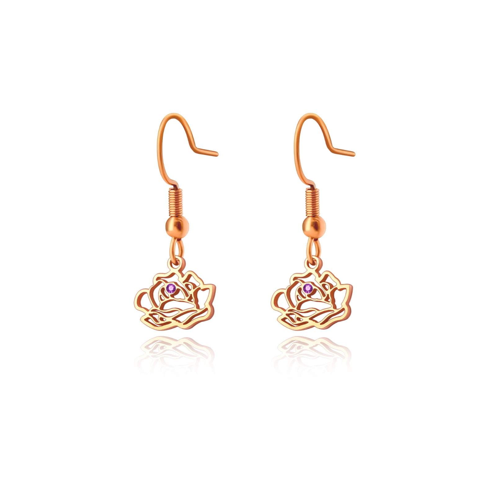 Anavia Personalized Birth Month Flower Dangling Earrings, Floral Earring Jewelry Birthday/Christmas Gifts