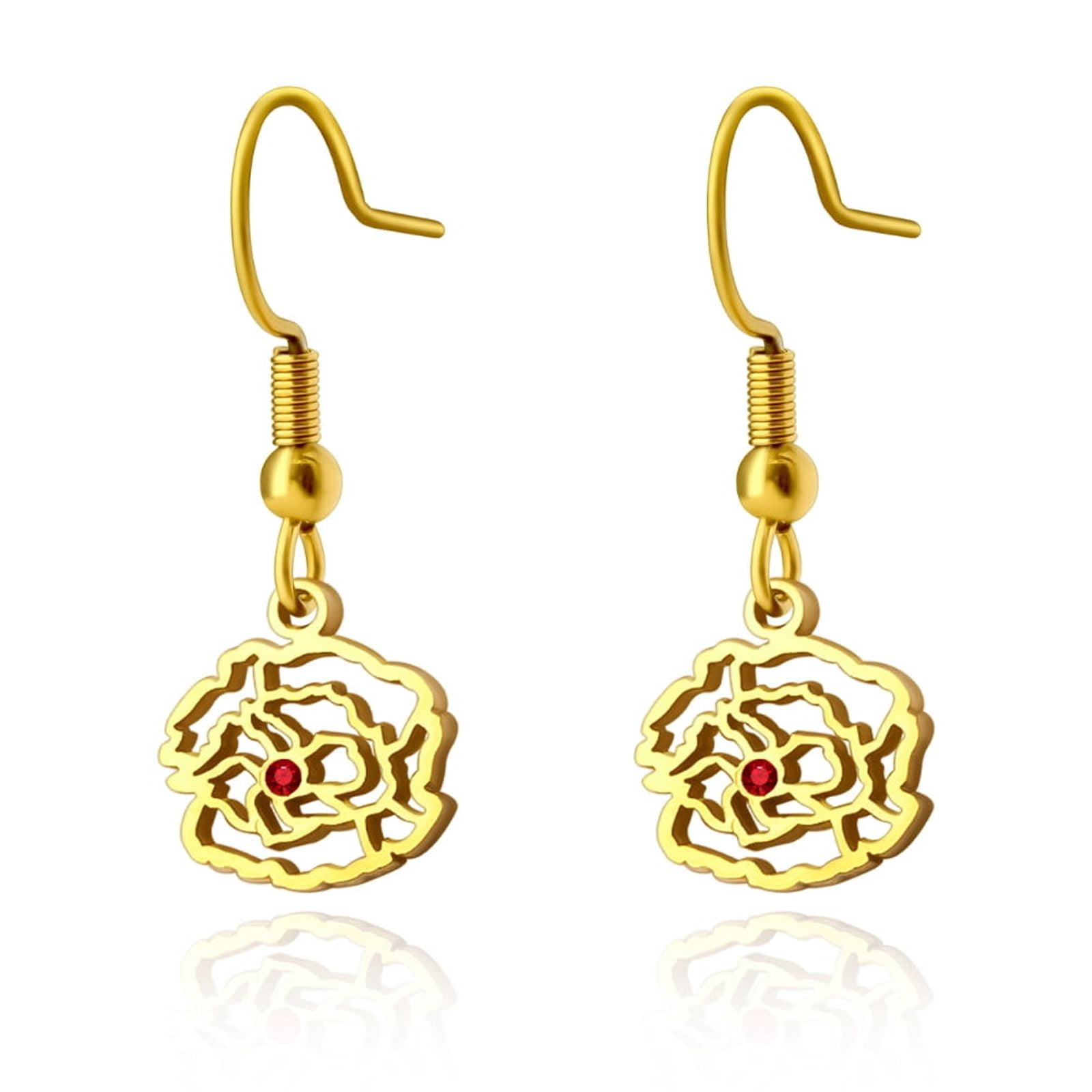 Anavia Personalized Birth Month Flower Dangling Earrings, Floral Earring Jewelry Birthday/Christmas Gifts
