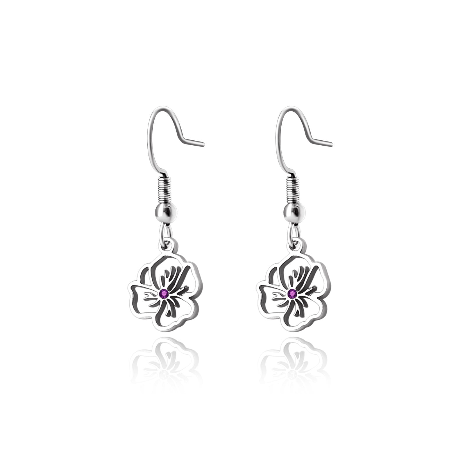 Anavia Personalized Birth Month Flower Dangling Earrings, Floral Earring Jewelry Birthday/Christmas Gifts