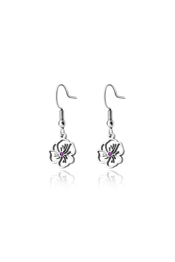 Personalized Birth Month Flower Dangling Earrings, Floral Earring Jewelry Birthday/Christmas Gifts