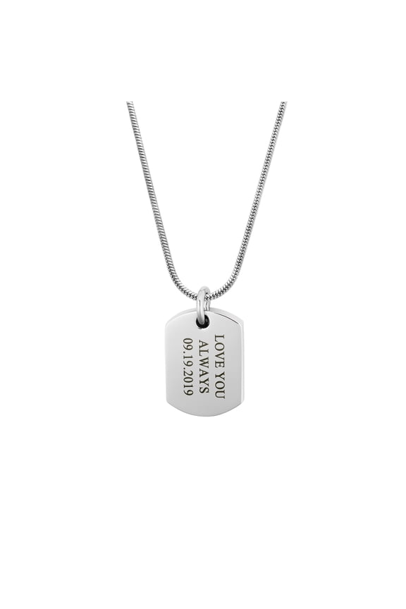 Personalized Classic Cremation Dog Tag Necklace Vertical Free Engraving Urn Ashes Holder Waterproof Container with Free Funnel Kit Velvet Jewelry Box and Ships Next Day!