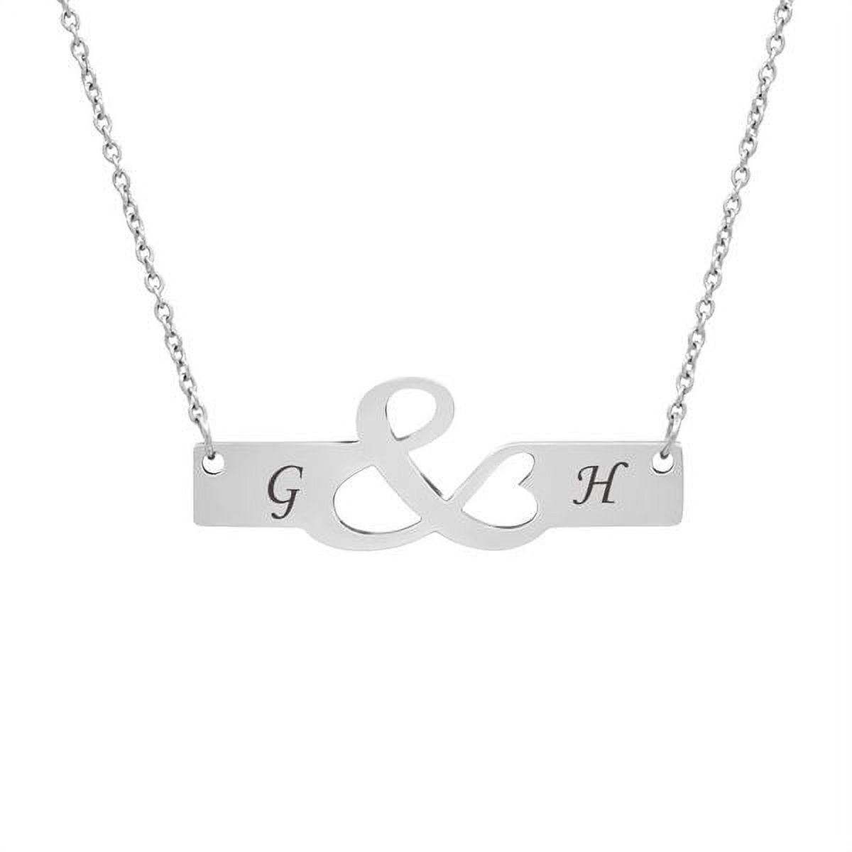 Anavia Personalized Couples Bar Name Necklace Gift for Wife Mom Horizontal "&" Name Necklace Bar Gift for Girlfriend Stainless Steel Custom Made Engravable Couples Free Gift Box Birthday Day