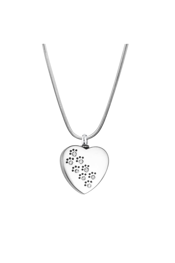 Personalized Crystal Paw Print Heart Memorial Necklace Ash Urn Keepsake with Gift Box