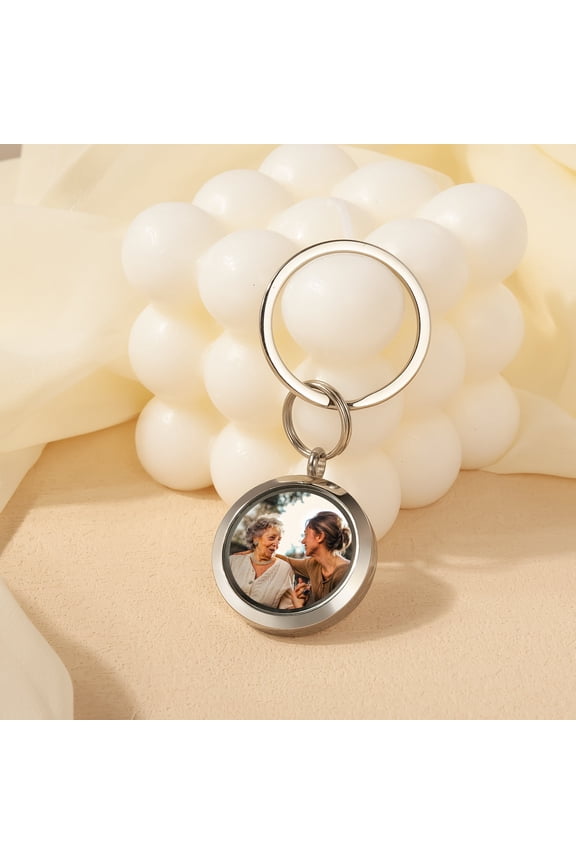 Personalized Custom Photo Locket Keychain, Glass Round Locket Pendant Keychain with Picture Inside, Photo Key chains Memorial Gifts for Family Lover Women Men