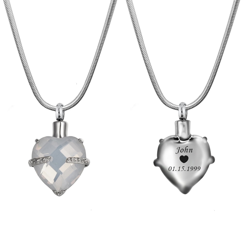 Anavia Personalized Heart Crystal Cremation Urn Necklace Jewelry For Ashes Human Pet Remains Funeral Casket Locket Engraving with Free Funnel Kit Gift Box Ship Next Day! [June - Alexandrite]