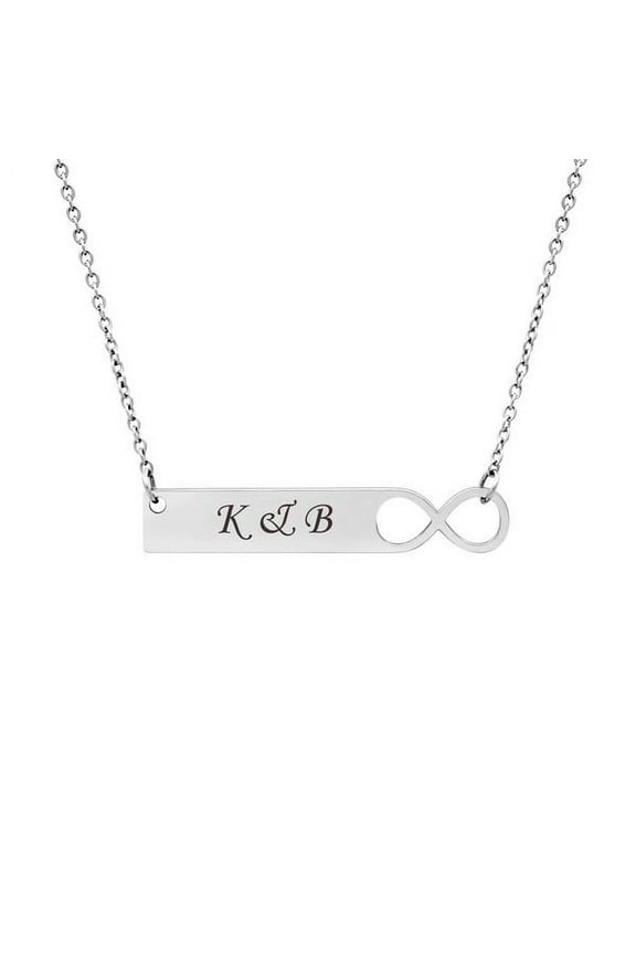 Personalized Infinity Bar Necklace Gift for Her Women's Custom Jewelry Free Engraving Couples Name Necklace Gift for Girlfriend Fiancee Wife Free Gift Box Ships Next Day