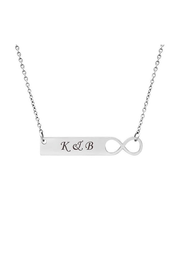 Personalized Infinity Bar Necklace Gift for Her Women's Custom Jewelry Free Engraving Couples Name Necklace Gift for Girlfriend Fiancee Wife Free Gift Box Ships Next Day