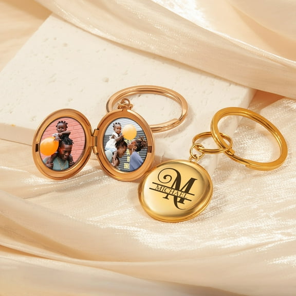 Anavia Personalized Master Custom Photo Locket Keychain That Holds Pictures Engraved Stainless Steel Photo Name Design Keychain for Women Mother’s Day Birthday