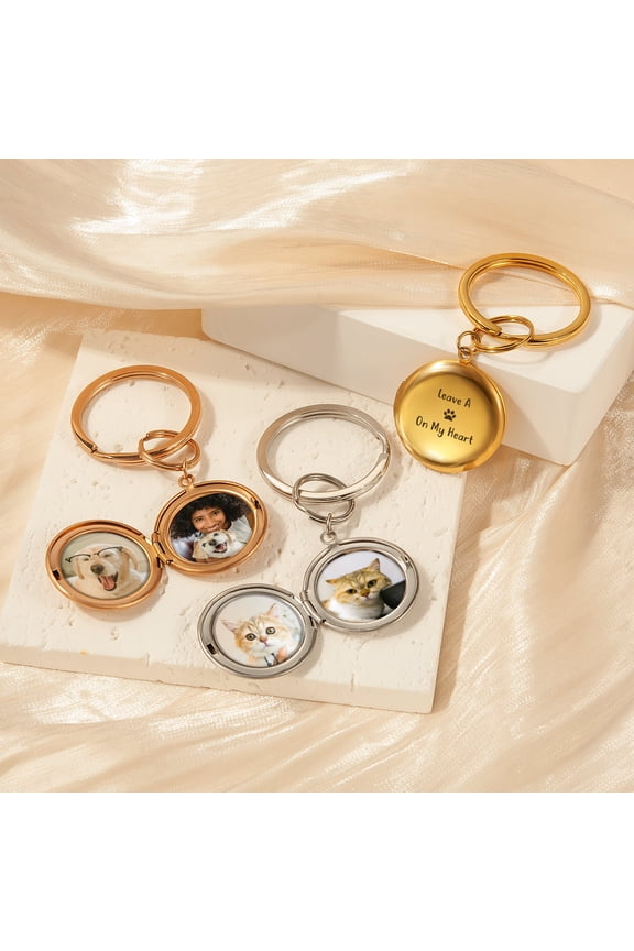 Personalized Master Custom Photo Locket Keychain That Holds Pictures Engraved Stainless Steel Photo Text Keychain for Women Mother’s Day Birthday
