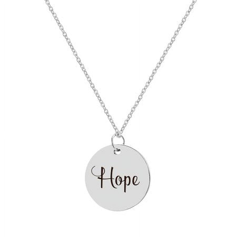 Anavia Personalized Name Date Quote "Hope" Inspirational Stainless Steel Free Engraving Disc Gift For Her Necklace 22mm Pendant Jewelry with Gift Box Ships Next Day [Silver]