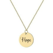 ANAVIA Personalized Name Date Quote "Hope" Inspirational Stainless Steel Free Engraving Disc Mother's Day Gift For Mom Necklace 22mm Pendant Jewelry with Gift Box Ships Next Day [Gold]