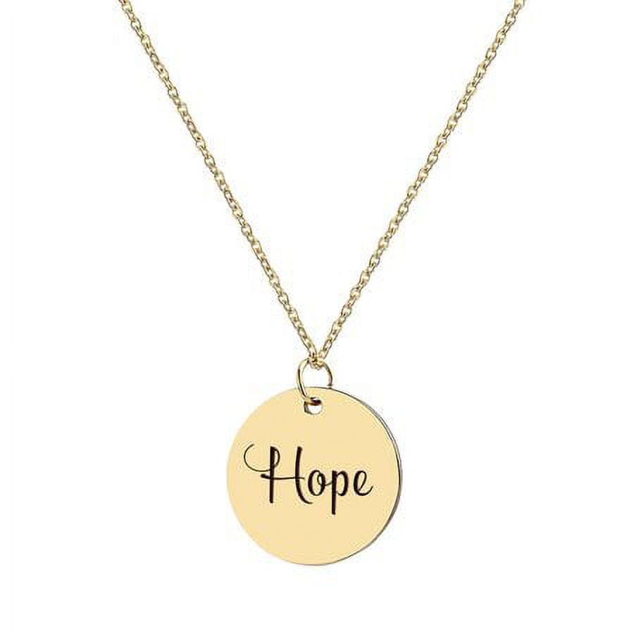 Anavia Personalized Name Date Quote "Hope" Inspirational Stainless Steel Free Engraving Disc Mother's Day Gift For Mom Necklace 22mm Pendant Jewelry with Gift Box Ships Next Day [Gold]