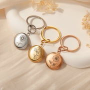 Anavia Personalized Photo Keychain Custom Engraved Birth Flower Picture Memory Locket Keychain Gift