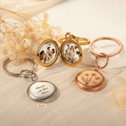 Anavia Personalized Photo Keychain Custom Engraved Birth Flower Picture Memory Locket Keychain Gift