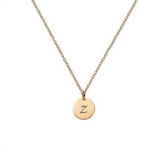 Anavia Personalized Round Necklace Women's Rose Gold Round Dainty Mother's Day Gift for Mom Engravable Initial Letter Name Necklace Gift for Girlfriend Wife Fiancee Free Jewelry Gift Box