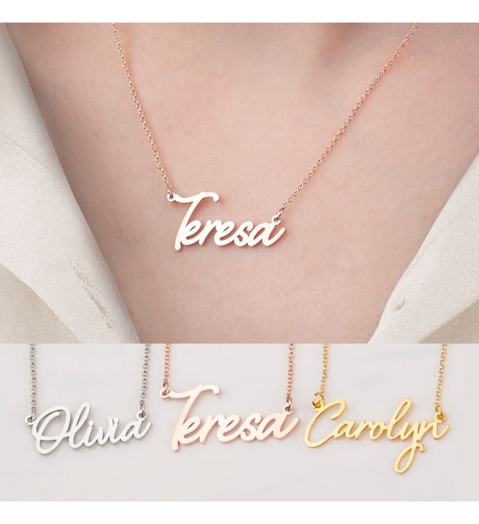 Anavia Personalized Sterling Silver Name Necklace - Dainty Name Necklace - Custom Name Gift - Personalized Nameplate Jewelry - Bridesmaid Gift for Her