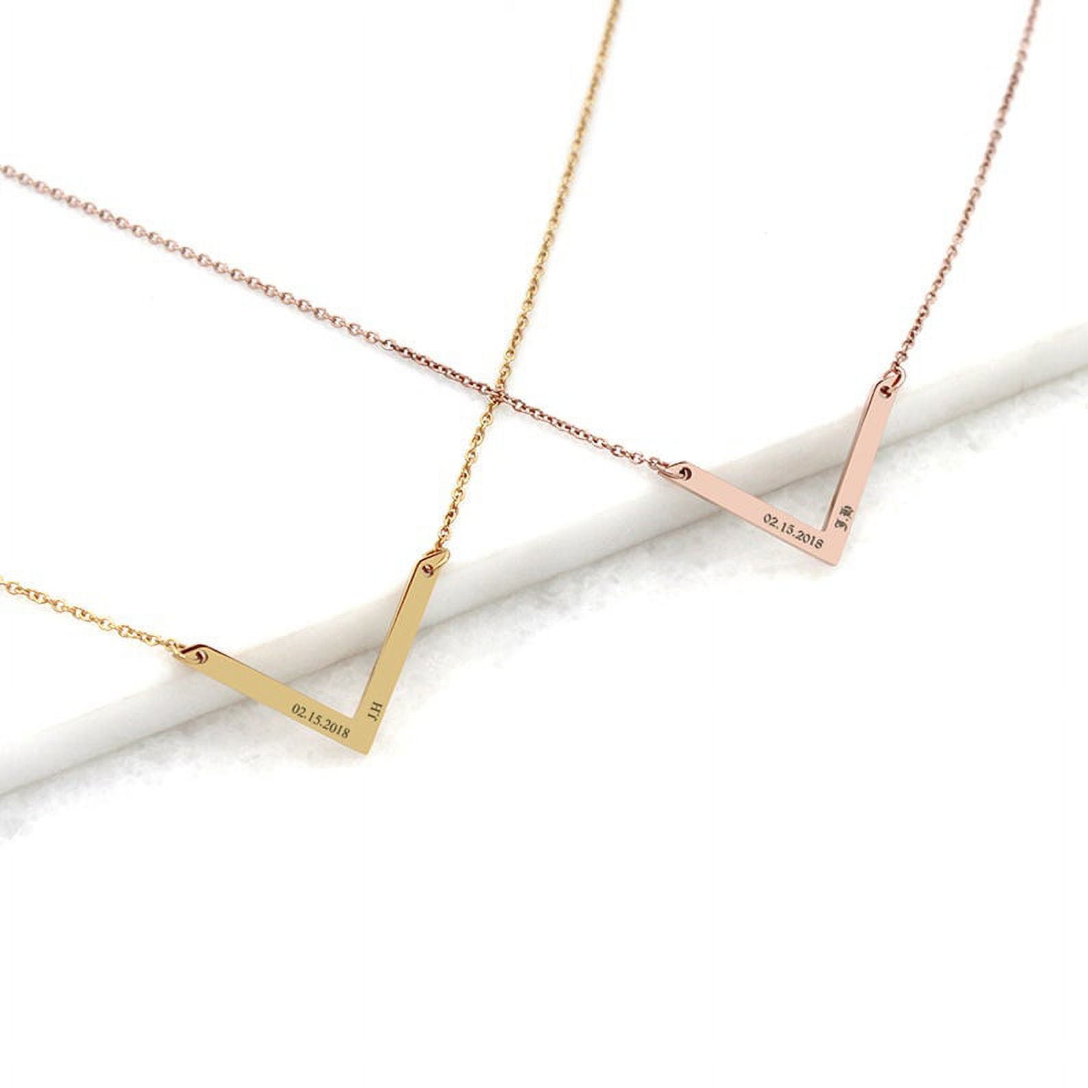 Anavia Personalized V Bar Necklace - Engrave Name Necklace - Birthday Gift for Her - Anniversary Jewelry Present