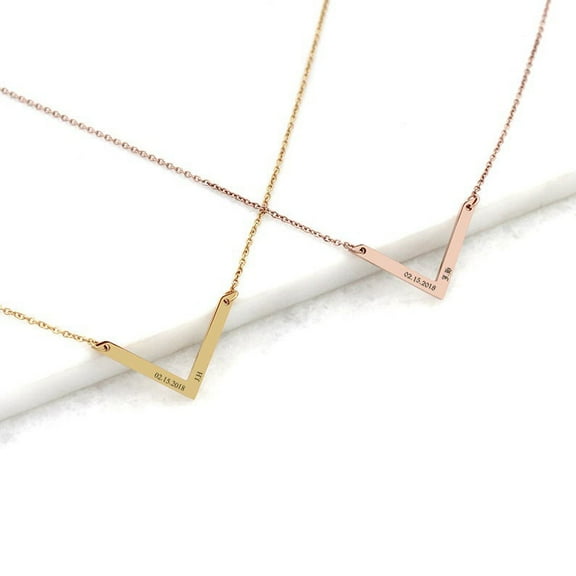 Anavia Personalized V Bar Necklace - Engrave Name Necklace - Birthday Gift for Her - Anniversary Jewelry Present