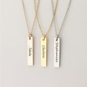 Anavia Personalized Vertical Bar Necklace Gift for Her Custom Engravable Name Necklace Free Engraving Jewelry Gift for Her Birthday Anniversary Present with Free Gift Box Ships Next Day [Silver]