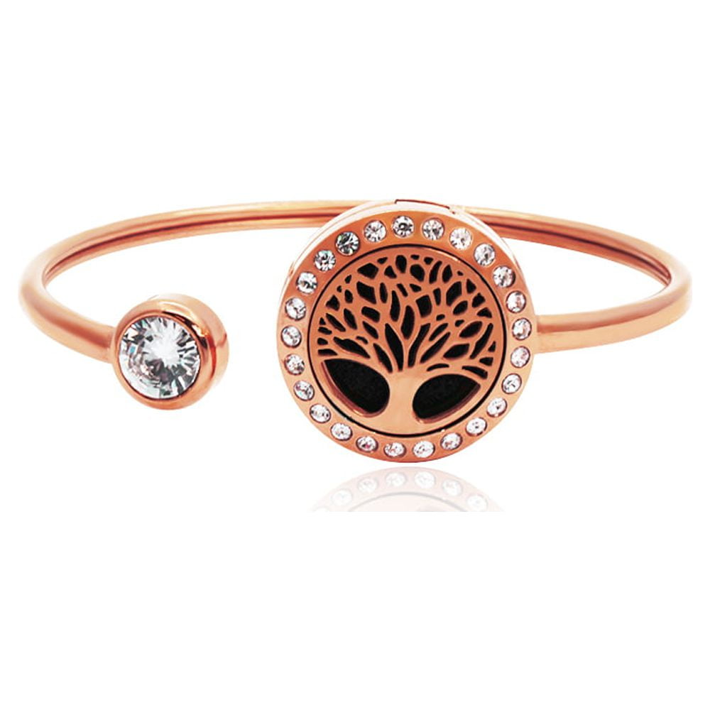 Anavia Rhinestone Aromatherapy Jewelry, Diffuser Jewelry, Essential Oil Bracelets, Aromatherapy Bracelet, Diffuser Bracelet, Aromatherapy Oil Lockets, Diffuser Lockets, With Gifts Box -[Tree of Life]