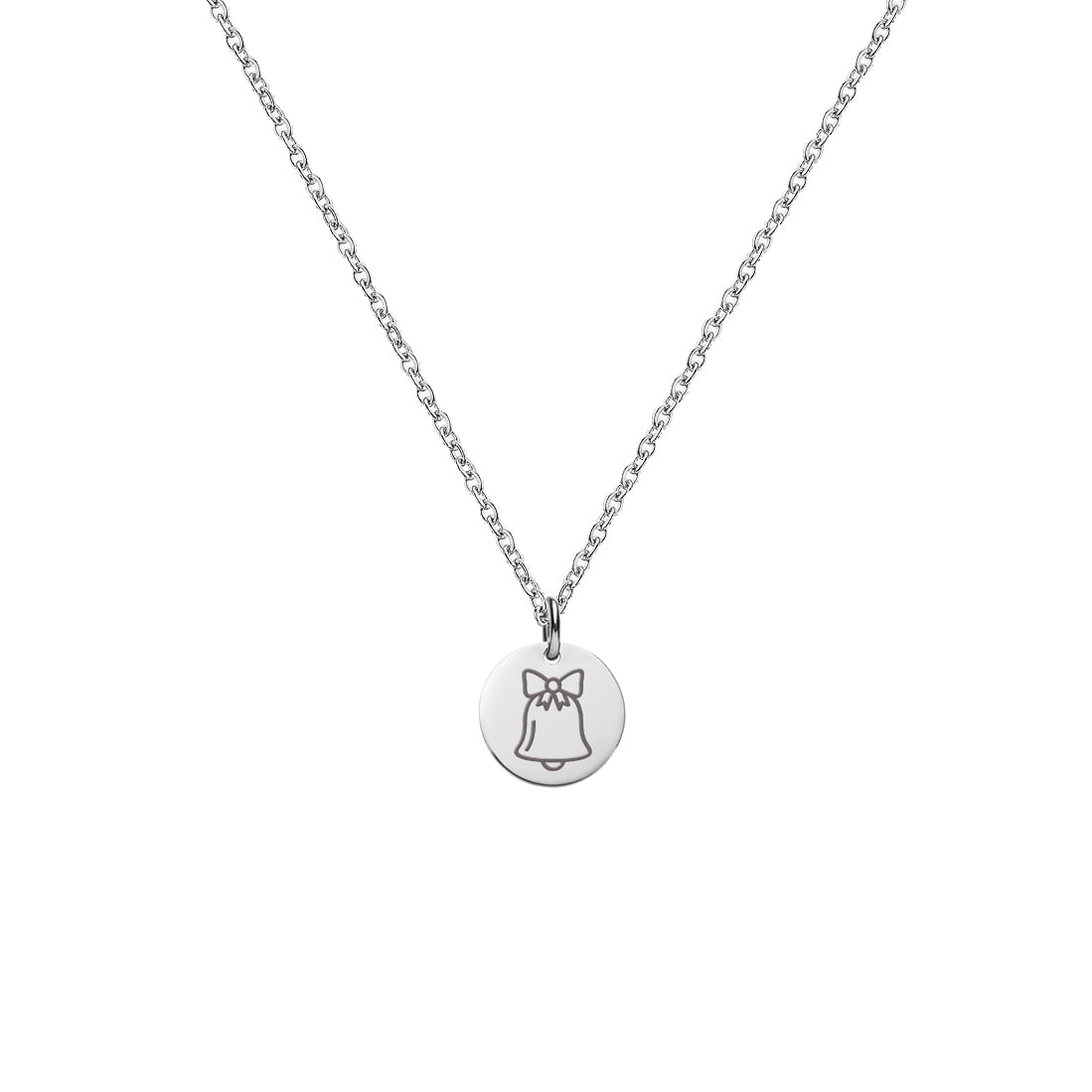 Anavia Round Christmas Bell Stainless Steel Silver Disc 10mm Pendant Jewelry with Gift Box