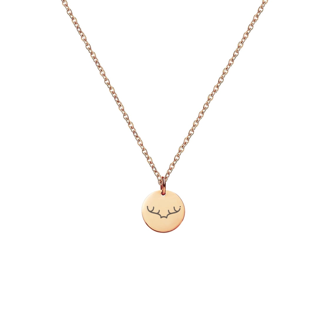 Anavia Round Christmas Reindeer Antlers Stainless Steel Rose Gold Disc 10mm Pendant Jewelry with Gift Box