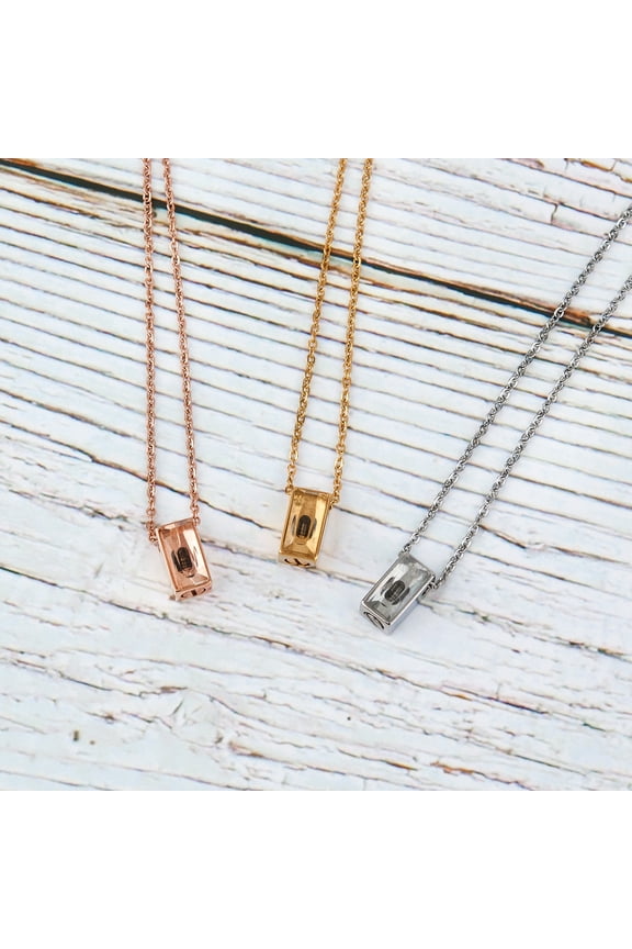 See You Cremation Necklace for Ashes, Mini See Through Urn Necklace, Mini Cube Cremation Pendant, Cremation Jewelry, Memorial Jewelry, Mini Urn-[Silver]