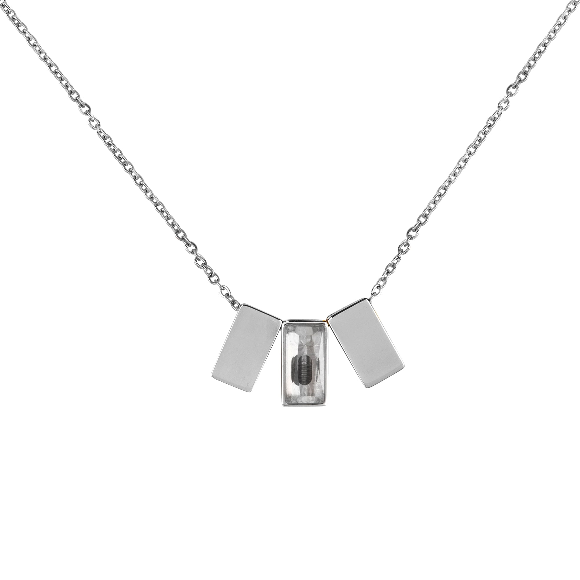 Anavia See You Cremation Necklace for Ashes, Mini See Through Urn Necklace, Mini Cube Cremation Pendant, Cremation Jewelry, Memorial Jewelry, Mini Urn w/ Multicolor Cubes-[Silver]