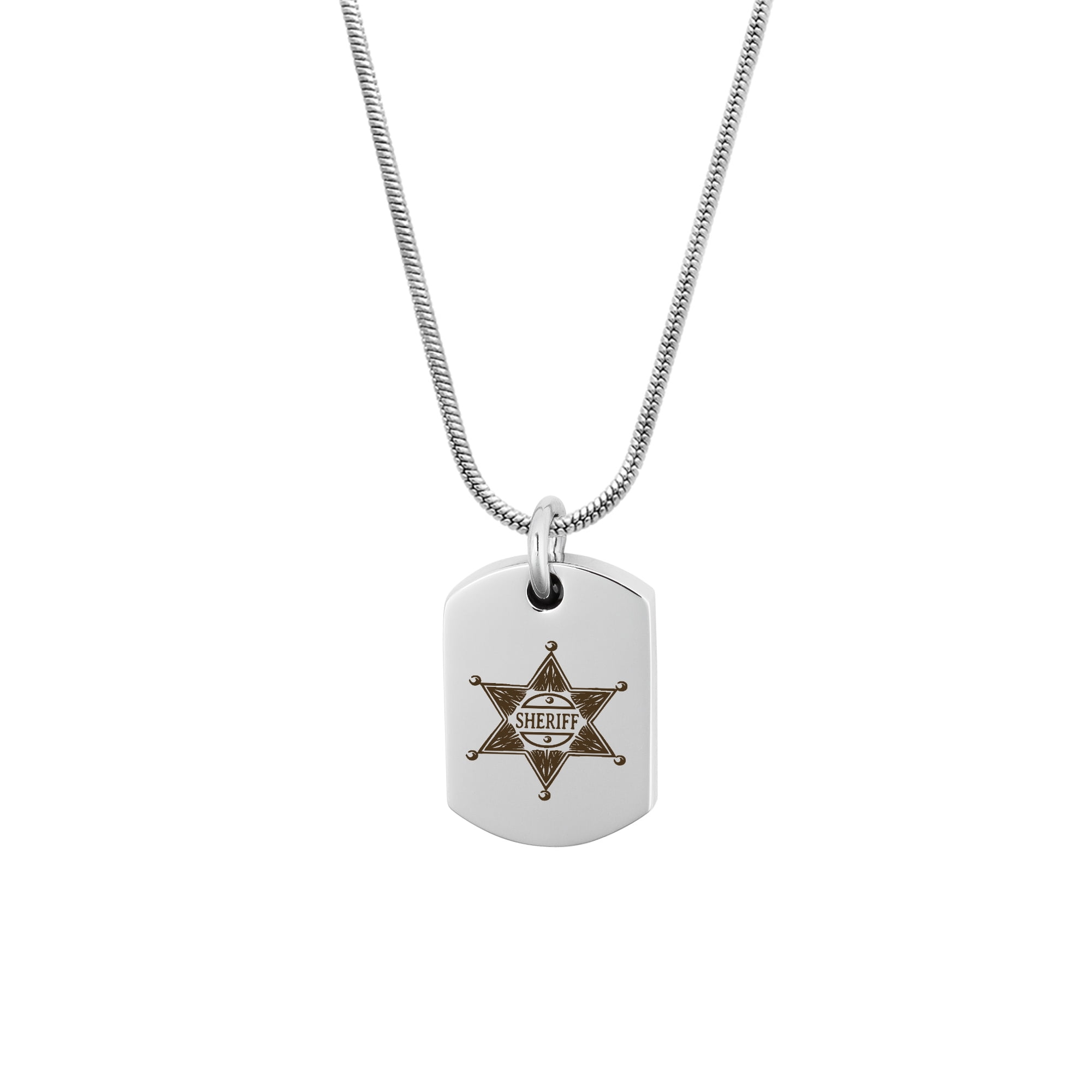 Anavia Sheriff Dog Tag Cremation Necklace for Ashes, Urn Necklace, Memorial Necklace, Cremation Pendant, Cremation Jewelry, Memorial Jewelry for Human, With Funnel Kit