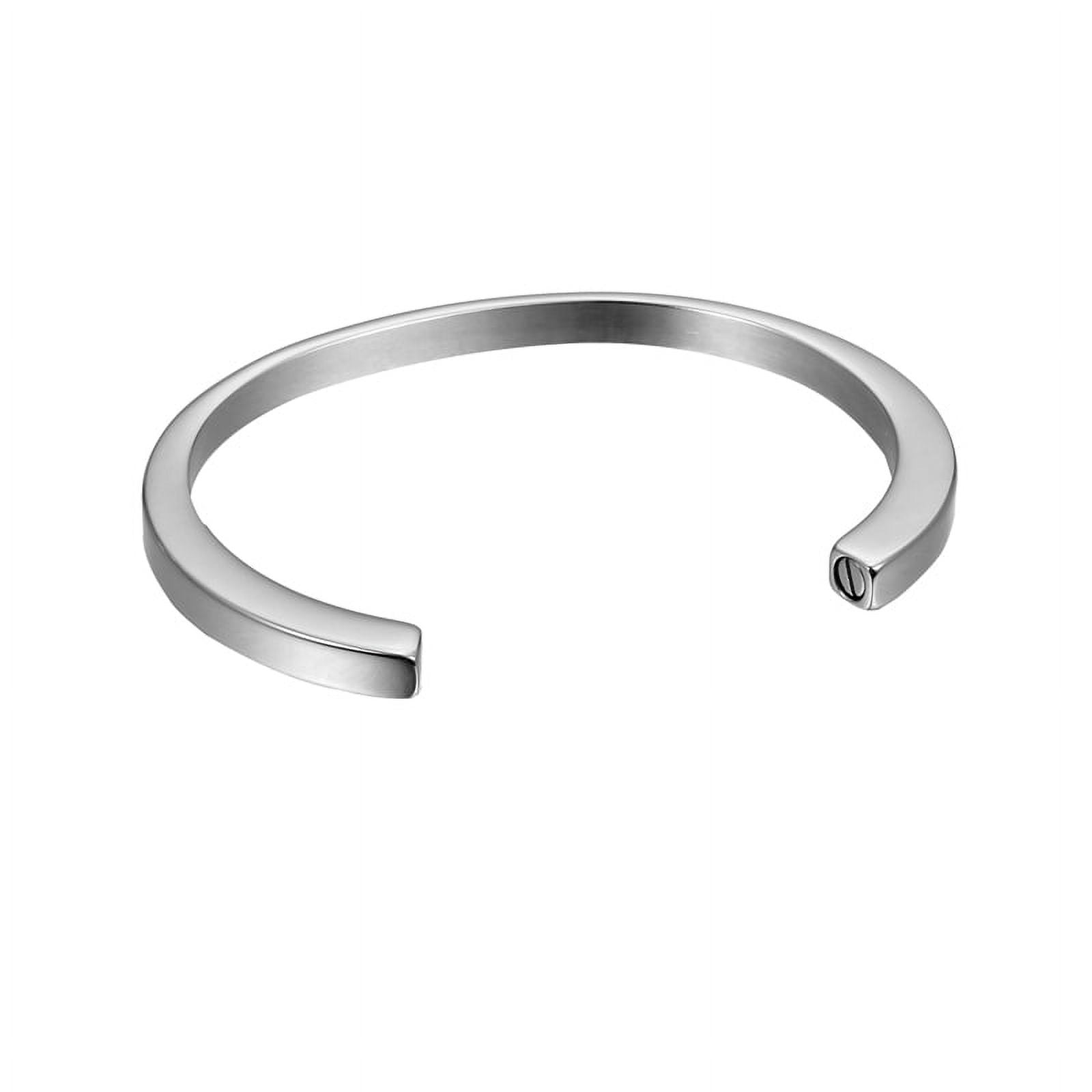 Anavia Silver Classic Bangle Bracelet Cremation Urn For Human Ashes Memorial Keepsake with Free Funnel Kit and Velvet Jewelry Box