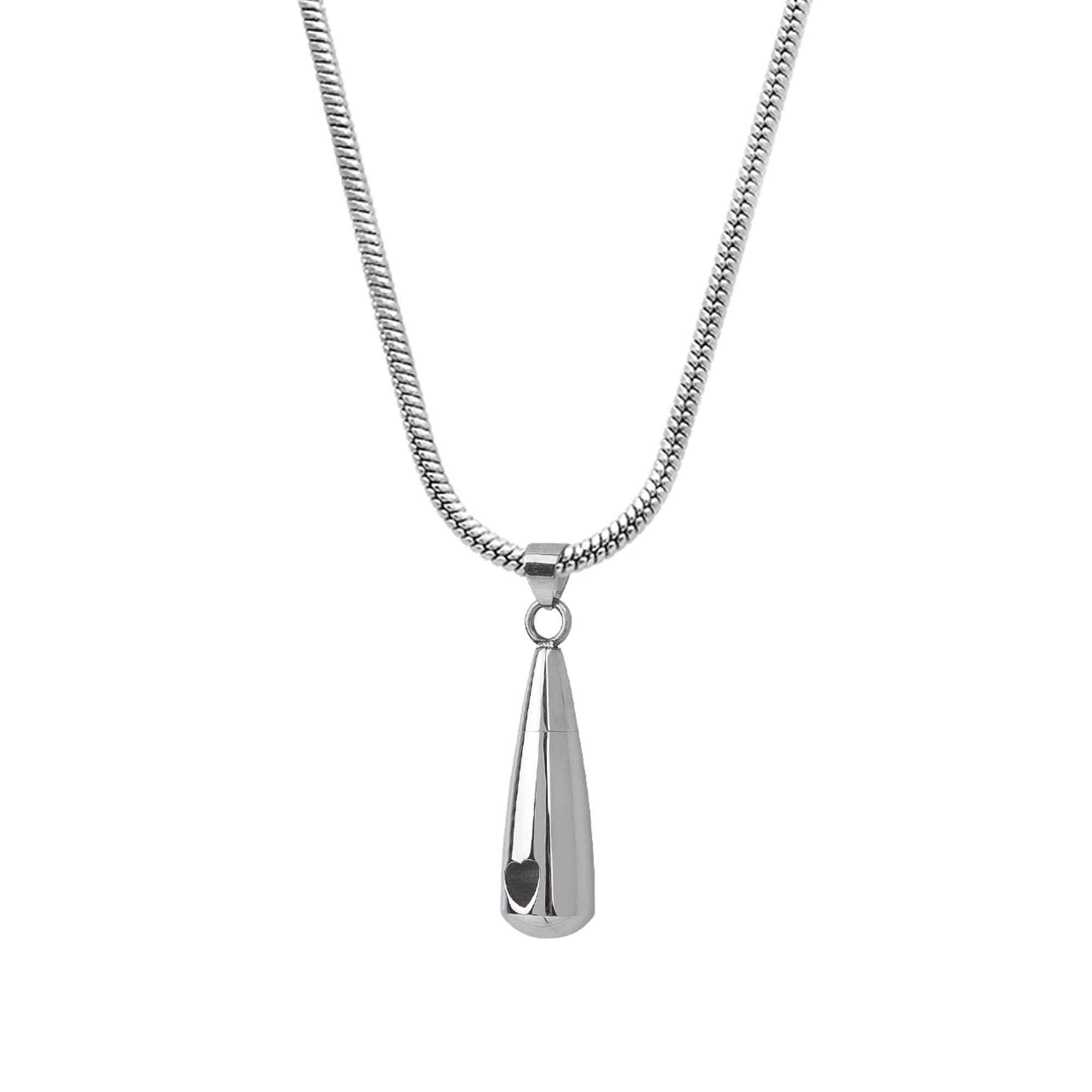 Anavia Silver Tear Drop Memorial Necklace Heart Cut-Out Pendants for Cremated Ashes Holder with Free Funnel Kit and Jewelry Box, Adult Unisex, Size