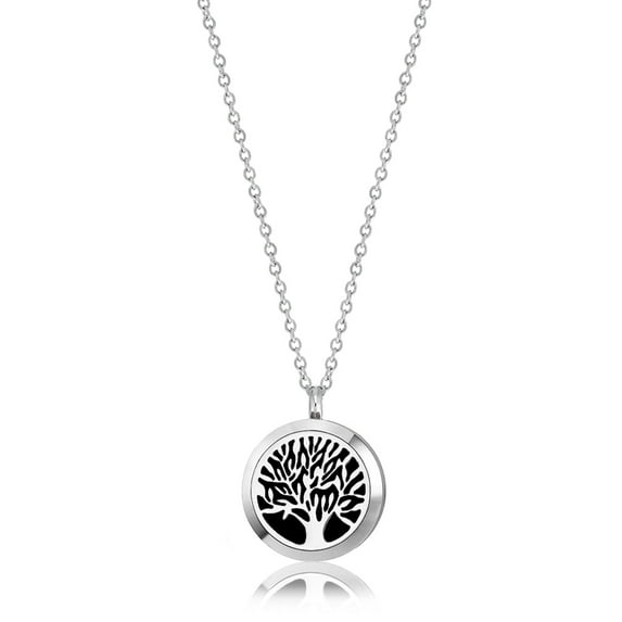 Anavia Silver Tree of Life Aromatherapy Oil Lockets Jewelry Essential Oil Diffuser Necklace with Gift Box