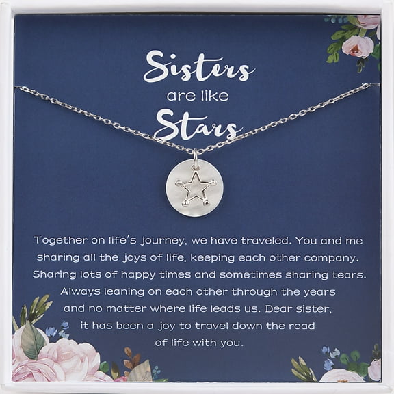 Anavia Sisters Necklace Birthday Gift for Big Sister, Sisters are like Stars, Two Sisters Necklace with Card