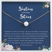 Anavia Sisters Necklace Pearl Jewelry, Sisters are like Stars Birthday Gift Necklace, Big Sister Gift-[White Pearl + Gold Chain]