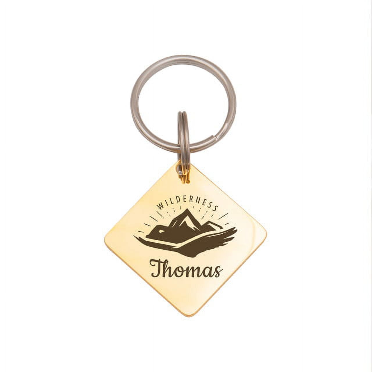 Anavia Stainless Steel Double Sided Diamond Name - Large Picture Engraved Dog & Cat ID Tag, Gold, L
