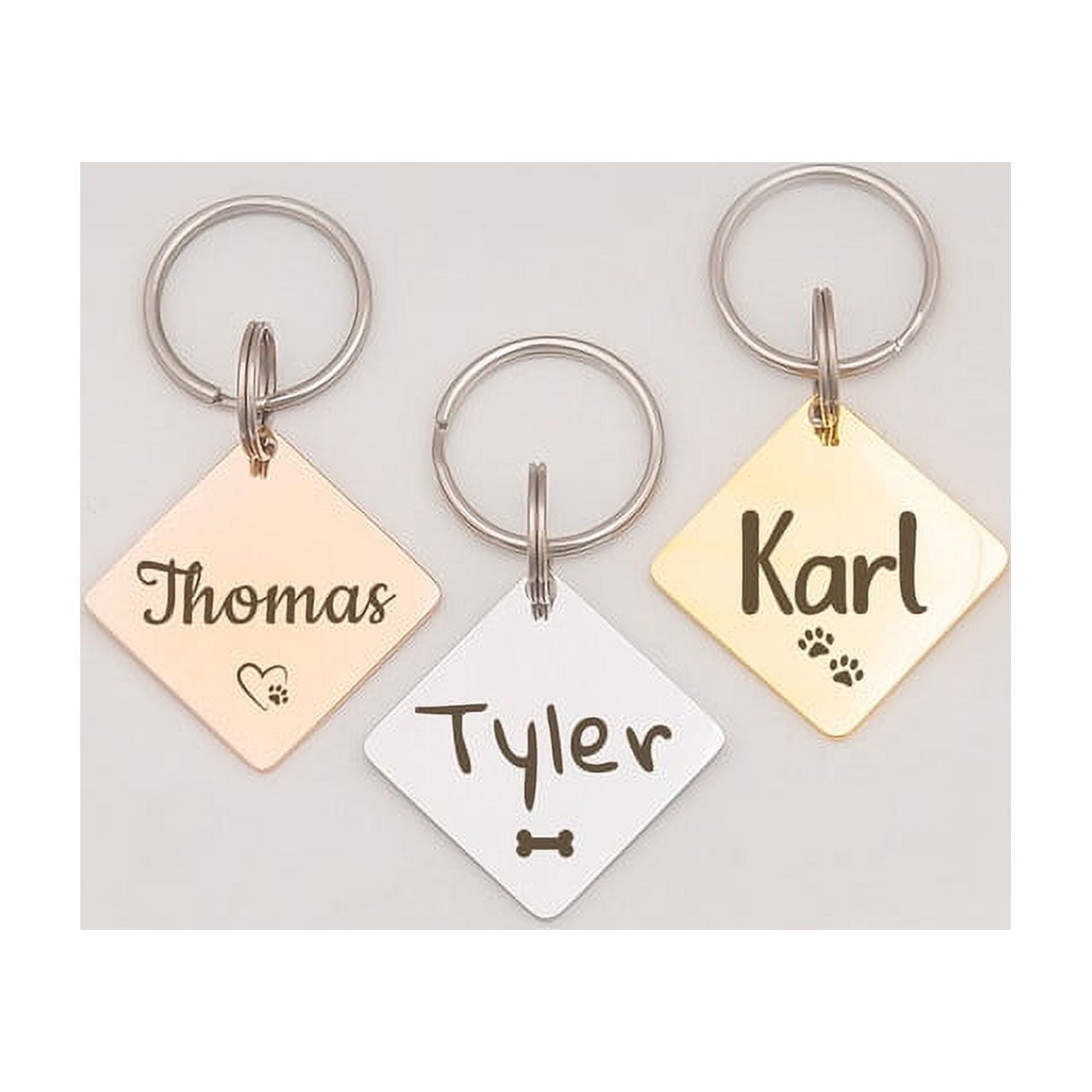 Anavia Stainless Steel Double Sided Diamond Name and Icon Engraved Dog & Cat ID Tag, Multi-color, L