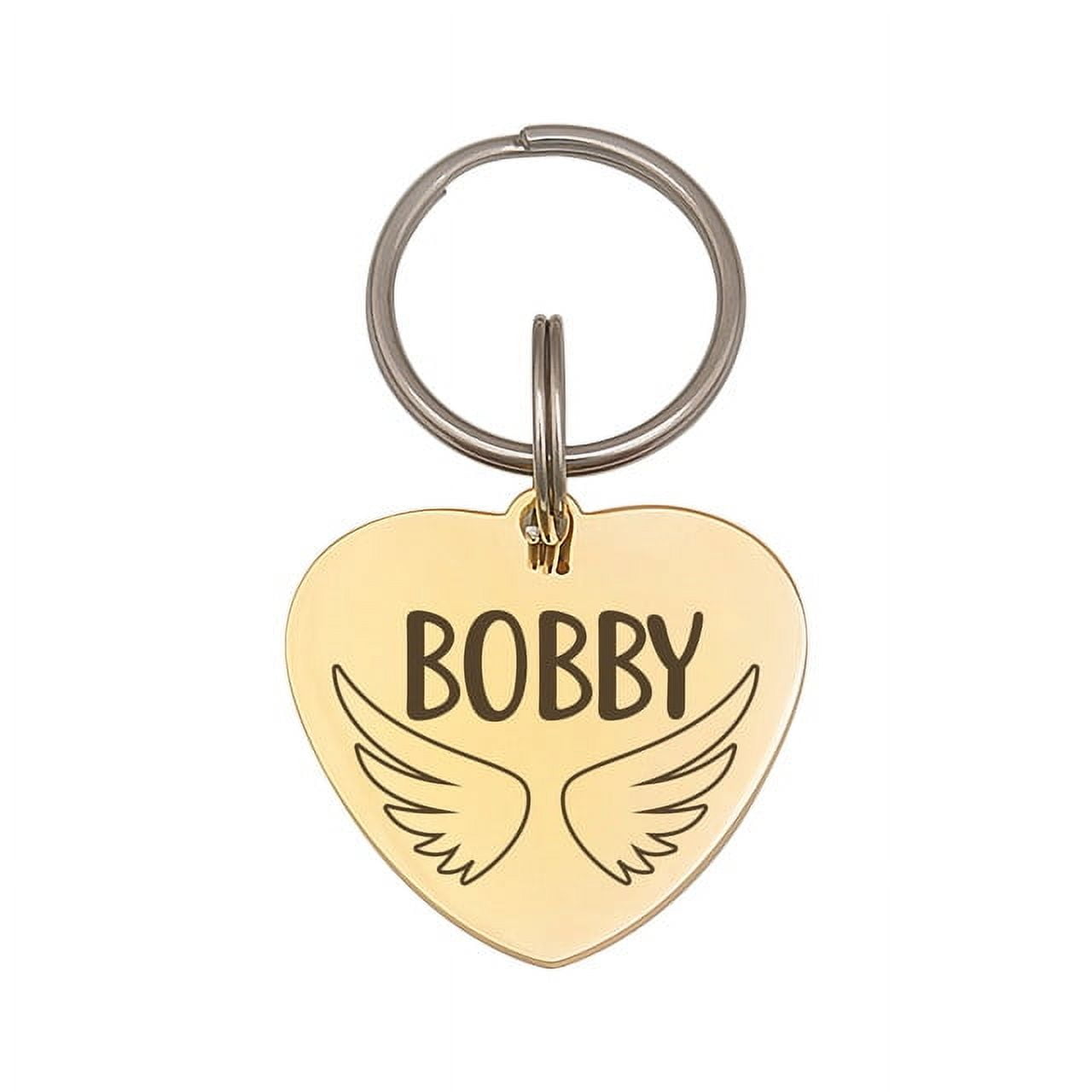 Anavia Stainless Steel Double Sided Heart Name - Frame Engraved Dog & Cat ID Tag, Gold, S