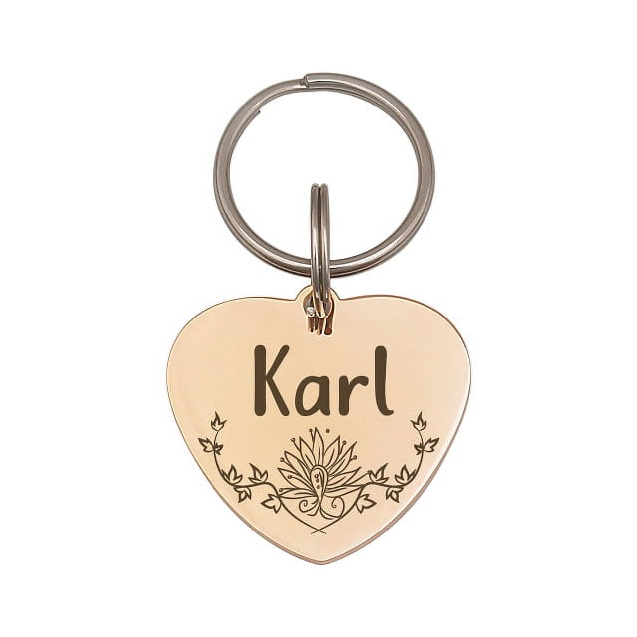 Anavia Stainless Steel Double Sided Heart Name - Frame Engraved Dog & Cat ID Tag, Rose Gold, L